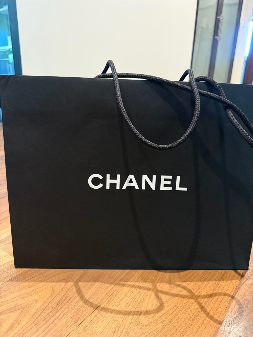 CHANEL Black Paper Tote with Rope Handles